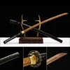 Handmade Wooden Japanese Katana Sword Black Handle With Gold-veined Scabbard