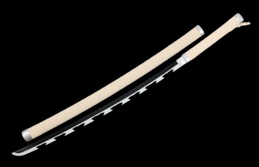 Inosuke Sword ：Wooden Anime Sword White Handle And White Scabbard For Inosuke Hashibira0001