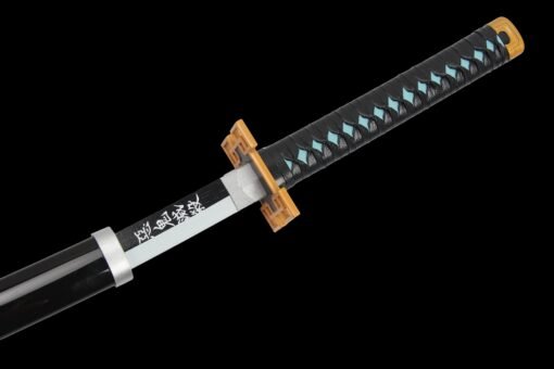 Muichiro Sword ：Wooden Anime Sword Black Scabbard And Black Handle For Tuichirou Tokitou Cosplay (3)