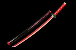 Nezuko Cosplay Sword ：Wooden Anime Sword Red Blade And Red Handle Nezuko For Kamado Cosplay (7)