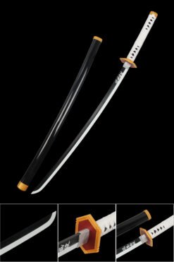 Sabito Sword Wooden Anime Sword Black And White Blade And Black For Scabbard For Sabito Cosplay (1)