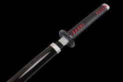 Tanjiro Sword ：Wooden Anime Katana Black Handle And Black Blade For Tanjiro Kamado Cosplay (2)