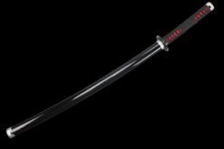 Tanjiro Sword ：Wooden Anime Katana Black Handle And Black Blade For Tanjiro Kamado Cosplay (8)