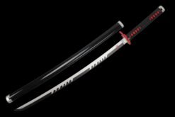 Tanjiro Sword ：Wooden Anime Sword Black And Silver Blade And Black Handle For Tanjiro Kamado Cosplay (10)