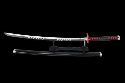 Tanjiro Sword ：Wooden Anime Sword Black And Silver Blade And Black Handle For Tanjiro Kamado Cosplay (3)