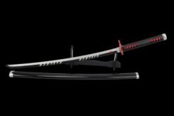 Tanjiro Sword ：Wooden Anime Sword Black And Silver Blade And Black Handle For Tanjiro Kamado Cosplay (5)