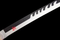 Tanjiro Sword ：Wooden Anime Sword Black And Silver Blade And Black Handle For Tanjiro Kamado Cosplay (8)