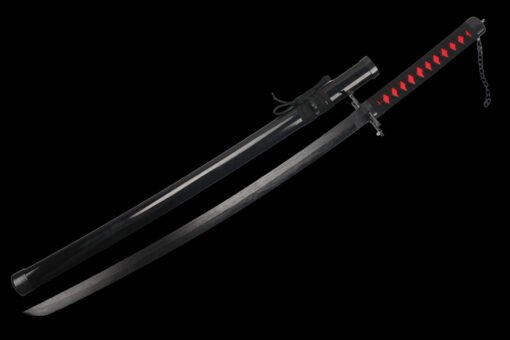 Ichigo Sword Wooden Anime Katana Black Blade and Black Handle For Ichigo Kurosaki Cosplay (5)