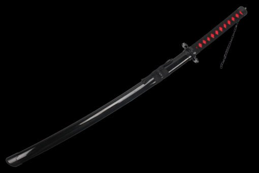 Ichigo Sword Wooden Anime Katana Black Scabbard and Black Serrated Blade For Ichigo Kurosaki Cosplay (3)