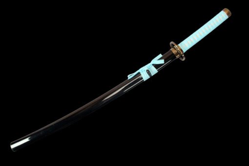 Shinsou Wooden Anime Katana Black Scabbard and Light Blue Handle For Gin Ichimaru Cosplay (1)