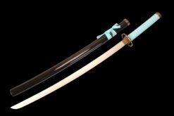 Shinsou Wooden Anime Katana Black Scabbard and Light Blue Handle For Gin Ichimaru Cosplay (3)