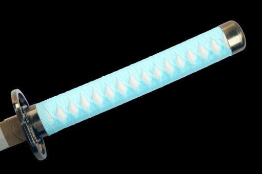 Shinsou Wooden Anime Katana Black Scabbard and Light Blue Handle For Gin Ichimaru Cosplay (5)