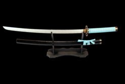 Shinsou Wooden Anime Katana Black Scabbard and Light Blue Handle For Gin Ichimaru Cosplay (6)