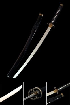 Shinsou Wooden Anime Sword Black Scabbard And Silver Blade For Gin Ichimaru Cosplay (1)