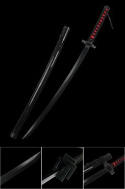 Tensa Zangetsu Sword Wooden Anime Katana Black Blade and Black Handle For Ichigo Kurosaki Cosplay (1)