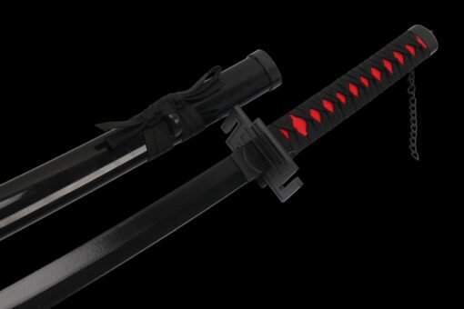 Tensa Zangetsu Sword Wooden Anime Katana Black Blade and Black Handle For Ichigo Kurosaki Cosplay (5)