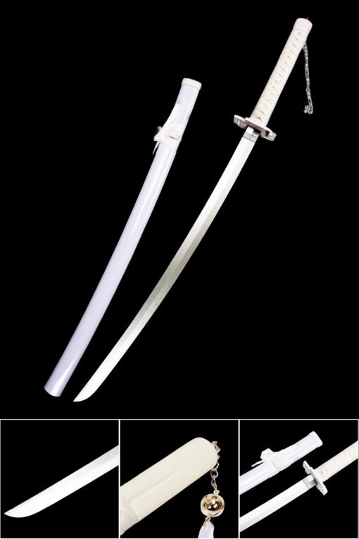 Tensa Zangetsu Sword Wooden Anime Sword White Scabbard and Silver Blade For Ichigo Kurosaki Cosplay (1)