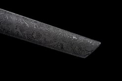 Handmade Katana Black scabbard and Red handle, Manganese Steel, Traditional Sword, Full Tang Katana, Collectible Katana, Fighting Master, Dragon Sword,Not sharp (10)