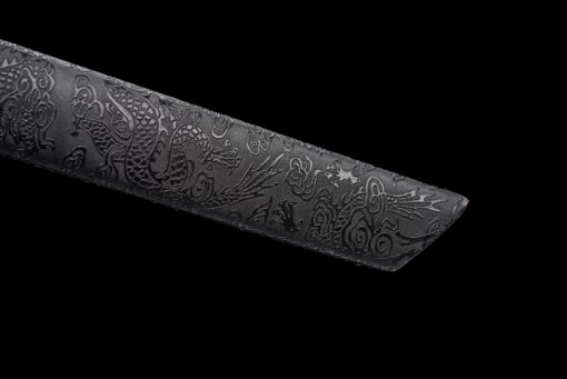 Handmade Katana Black scabbard and Red handle, Manganese Steel, Traditional Sword, Full Tang Katana, Collectible Katana, Fighting Master, Dragon Sword,Not sharp (10)