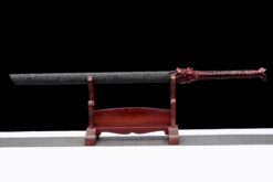 Handmade Katana Black scabbard and Red handle, Manganese Steel, Traditional Sword, Full Tang Katana, Collectible Katana, Fighting Master, Dragon Sword,Not sharp (11)