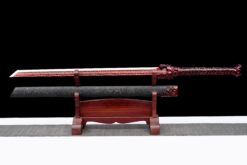 Handmade Katana Black scabbard and Red handle, Manganese Steel, Traditional Sword, Full Tang Katana, Collectible Katana, Fighting Master, Dragon Sword,Not sharp (2)