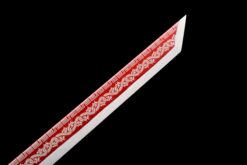 Handmade Katana Black scabbard and Red handle, Manganese Steel, Traditional Sword, Full Tang Katana, Collectible Katana, Fighting Master, Dragon Sword,Not sharp (5)
