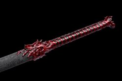 Handmade Katana Black scabbard and Red handle, Manganese Steel, Traditional Sword, Full Tang Katana, Collectible Katana, Fighting Master, Dragon Sword,Not sharp (7)
