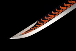 Handmade Katana Red accessories and black scabbard, High Quality Blade. Collectible Sword, Traditional Style, Manganese steel blade, Not sharp (11)