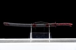 Handmade Katana Red accessories and black scabbard, High Quality Blade. Collectible Sword, Traditional Style, Manganese steel blade, Not sharp (2)