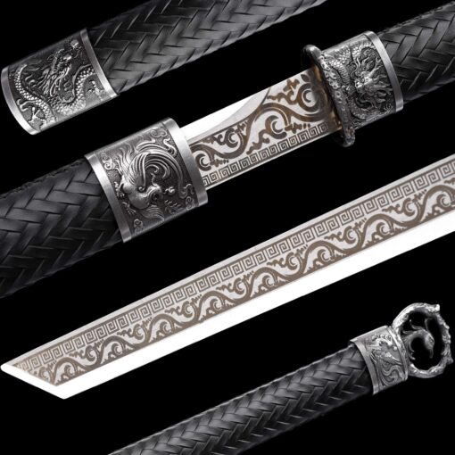 Handmade Katana：Manganese Steel,Black sheath and black handle,Black Sword,Must have Collection,Outdoor Leisure,Not sharp (1)