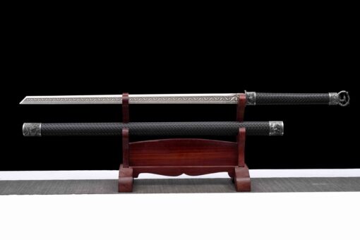 Handmade Katana：Manganese Steel,Black sheath and black handle,Black Sword,Must have Collection,Outdoor Leisure,Not sharp (3)