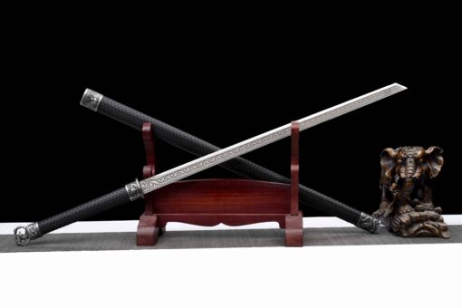 Handmade Katana：Manganese Steel,Black sheath and black handle,Black Sword,Must have Collection,Outdoor Leisure,Not sharp (4)