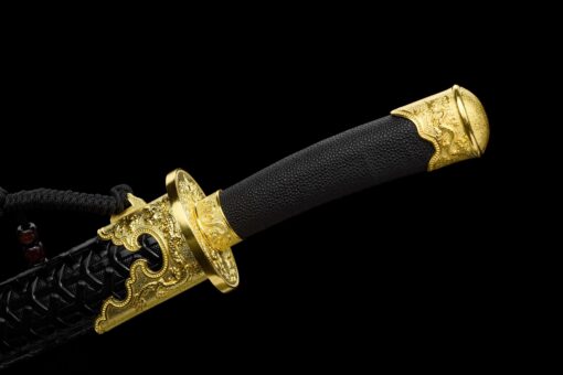 53cm Handmade KatanaBlack scabbard and black handle,High Quality Blade,Carbon Steel,Collectible Short Sword,Samurai Sword,Not sharp (1)