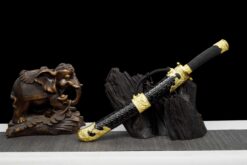 53cm Handmade KatanaBlack scabbard and black handle,High Quality Blade,Carbon Steel,Collectible Short Sword,Samurai Sword,Not sharp (2)