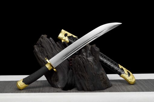 53cm Handmade KatanaBlack scabbard and black handle,High Quality Blade,Carbon Steel,Collectible Short Sword,Samurai Sword,Not sharp (3)