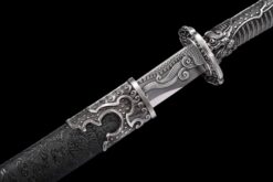 Handmade Katana Black scabbard and Black scabbard, High manganese steel, High Quality Blade,Fighting Master, Collectible Sword, Not sharp (14)
