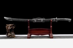 Handmade Katana Black scabbard and Black scabbard, High manganese steel, High Quality Blade,Fighting Master, Collectible Sword, Not sharp (2)