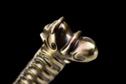 Handmade Katana Black scabbard and brass handle, Collectible Sword, Dragon Sword, Traditional Style, Real Katana, Not sharp (11)