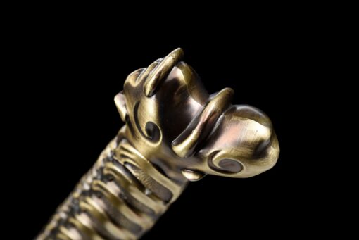 Handmade Katana Black scabbard and brass handle, Collectible Sword, Dragon Sword, Traditional Style, Real Katana, Not sharp (11)
