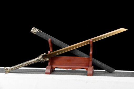 Handmade Katana Black scabbard and brass handle, Collectible Sword, Dragon Sword, Traditional Style, Real Katana, Not sharp (2)