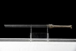 Handmade Katana Black scabbard and brass handle, Collectible Sword, Dragon Sword, Traditional Style, Real Katana, Not sharp (4)