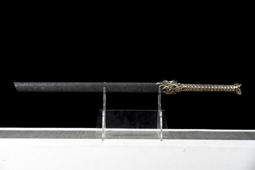Handmade Katana Black scabbard and brass handle, Collectible Sword, Dragon Sword, Traditional Style, Real Katana, Not sharp (4)