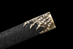 Handmade Katana Black scabbard and brass handle, Collectible Sword, Dragon Sword, Traditional Style, Real Katana, Not sharp (5)