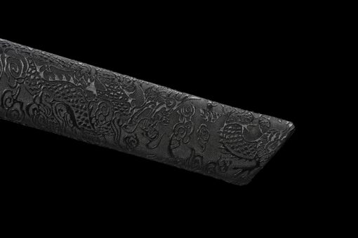 Handmade Katana Black scabbard and brass handle, Collectible Sword, Dragon Sword, Traditional Style, Real Katana, Not sharp (7)