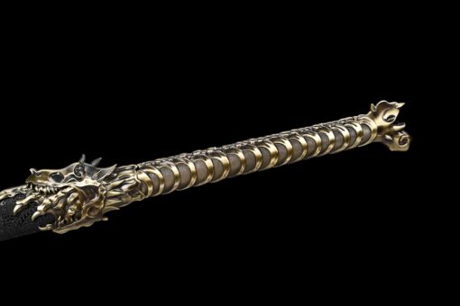 Handmade Katana Black scabbard and brass handle, Collectible Sword, Dragon Sword, Traditional Style, Real Katana, Not sharp (9)