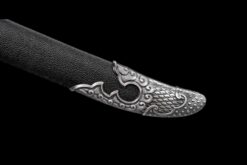 Handmade Katana Black scabbard and silver handle, High manganese steel, Traditional Chinese style, Collectible Sword, Not sharp (10)