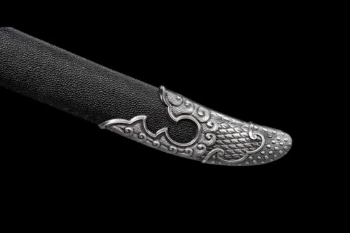 Handmade Katana Black scabbard and silver handle, High manganese steel, Traditional Chinese style, Collectible Sword, Not sharp (10)