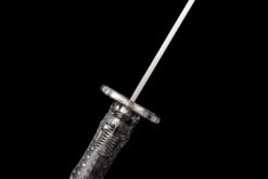 Handmade Katana Black scabbard and silver handle, High manganese steel, Traditional Chinese style, Collectible Sword, Not sharp (8)