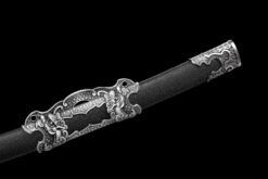 Handmade Katana Black scabbard and silver handle, High manganese steel, Traditional Chinese style, Collectible Sword, Not sharp (9)