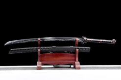 Handmade KatanaBlack Scabbard And Dark Red Handle,Manganese Steel,Samurai Sword,Collectible Sword,Traditional Style,Not Sharp (2)